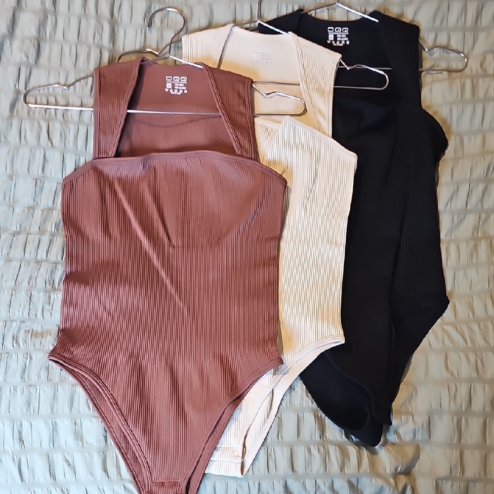 Bodysuit Trio - Brown, Cream, and Black